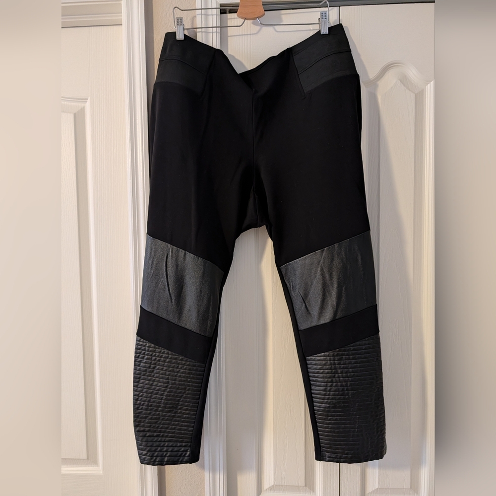 Eloquii Black and Gray Joggers With Vegan Leather
